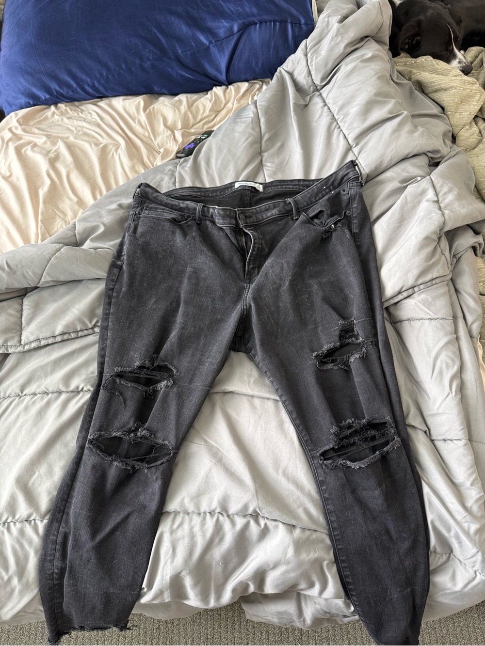 Abercrombie & Fitch Black Distressed Ankle Jeans